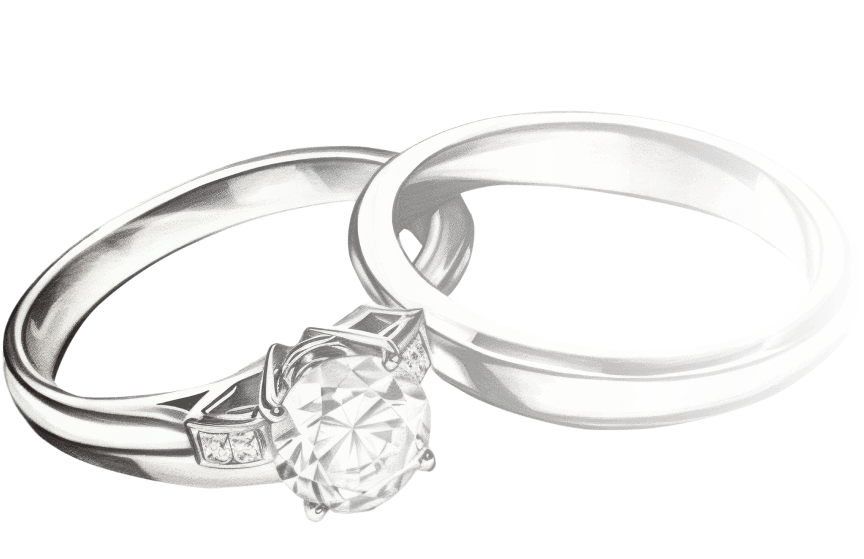 Bague en argent avec un effet de flou transparent à droite